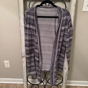 Eddie Bauer Striped Gray Women's Sweater Cadigan Size Extra Large XL‎